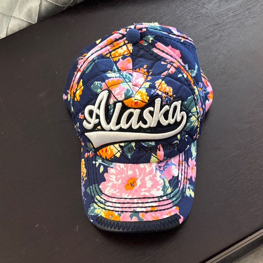 Robin Ruth Quilted Floral Cap - Navy Pink Yellow